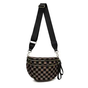 Checkered Plaid Checkerboard Crossbody Shoulder Bag, Casual Crossbody Bum Bag for Women, Checkered Handbags Wallets, Fanny Pack with Adjustable Straps