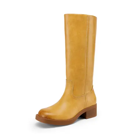 DREAM PAIRS Womens Brynn-Knee High Boots Square Toe Platform Chunky Block Heel Banana Campus Boots- for Women Comfortable Low Heel Side Zipper Womens Riding Tall Boots,back to school,back to school haul,outdoorfun