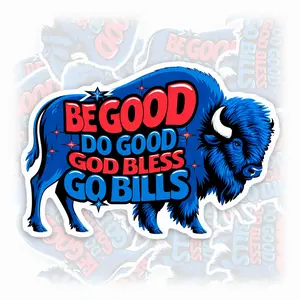 Be Good Do Good God Bless Go Bills Sticker Buffalo Sports Fan Waterproof Vinyl Decal for Water Bottle Hard Hat Car Laptop Bumper Helmet CR7