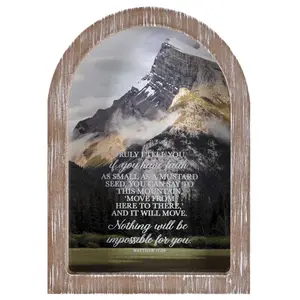 360 Stand Wooden Wall Photo Frame, Dicksons FRMA205 Framed Arch "Truly I Tell You" Decor, 9x13 in, Wood, Wall Frame