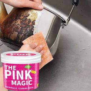 Magic Kitchen Cleaning Powder & Paste, Stainless Steel Pot Cleaner, Multi-Purpose Degreaser, Deep Clean Stove, Faucet, Grease, 100g, Recommended 500g