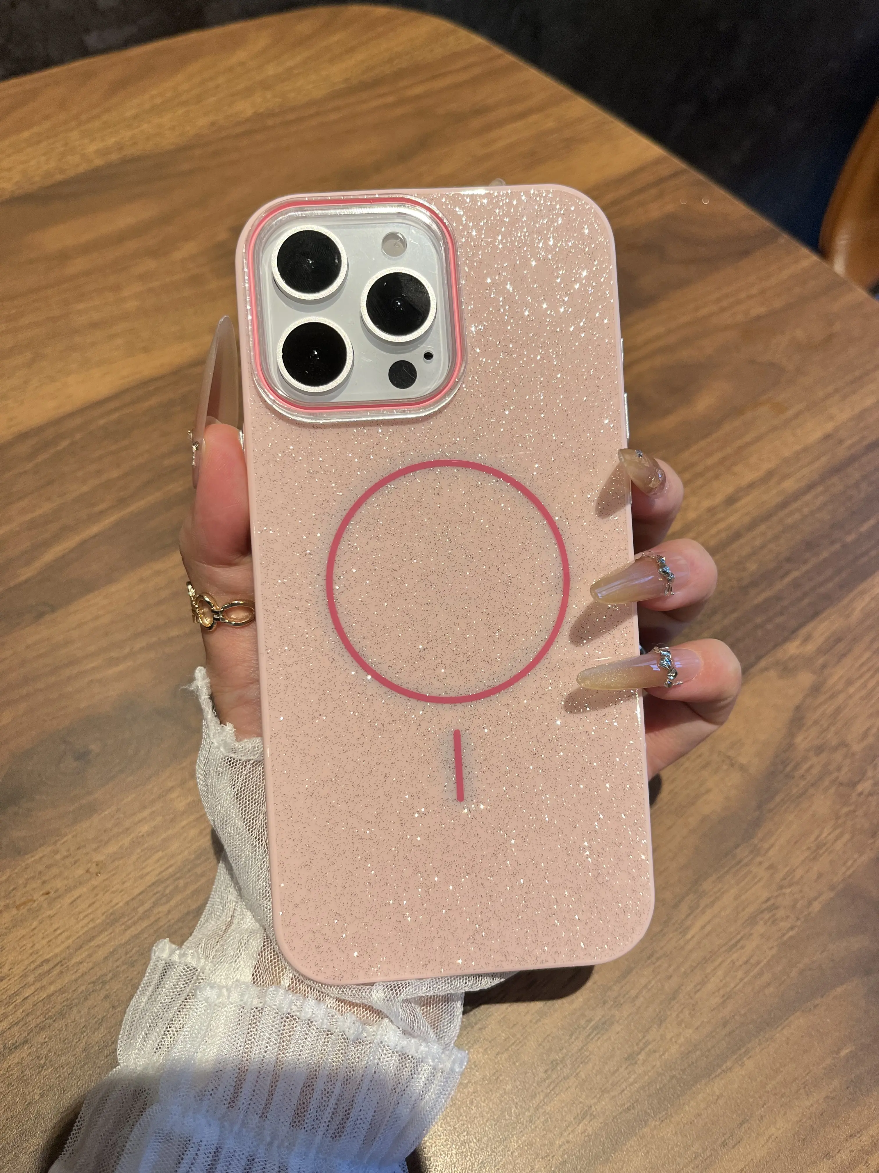 MagSafe Glitter Shiny Protective Casing - Wireless Shockproof Smartphone Accessory for iPhone 13,14,15,16,16 Plus,17 PM with Cute Girly Trendy Aesthetic Design for Smartphone & Cellphone Protection
