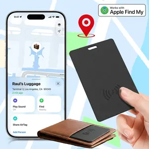Wallet Tracker Card (iOS Only) , Slim Rechargeable Bluetooth Item Locator, Smart Finder Compatible with Apple Find My for Wallet, Luggage, Passport, IP68 Waterproof (Android Not Supported), Water Resistant