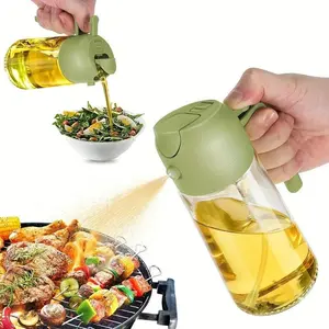 new arrival 2-in-1 Olive Oil Dispenser and Sprayer for Kitchen, 16oz Premium Glass Oil Bottle for Cooking, Air Fryer, Salad, Grilling, Food-Grade Oil Sprayer for Precise Control, Healthy Meal Prep, Multi-Color Oil Bottle for Home Use, Kitchenware Utensil