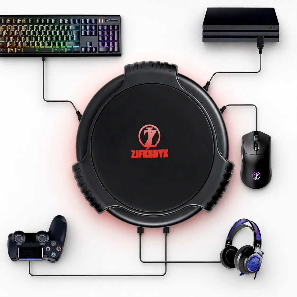 ZJFKSDYX C91 AimBox Wired Keyboard and Mouse Adapter Accessories for Console Gamers, Compact Form, Keyboard Input, 3.5mm Headset Port, Custom Key Mapping for PS4/PS3, Xbox Series X|S, Xbox 1/360, Nintendo Switch