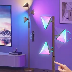 CuLiDing RGB Floor Lamp, 36W Stepless Dimmable LED Tall Standing Lamp with Touch and Remote Control, 4 Color Temperatures, 3 Rotatable Light