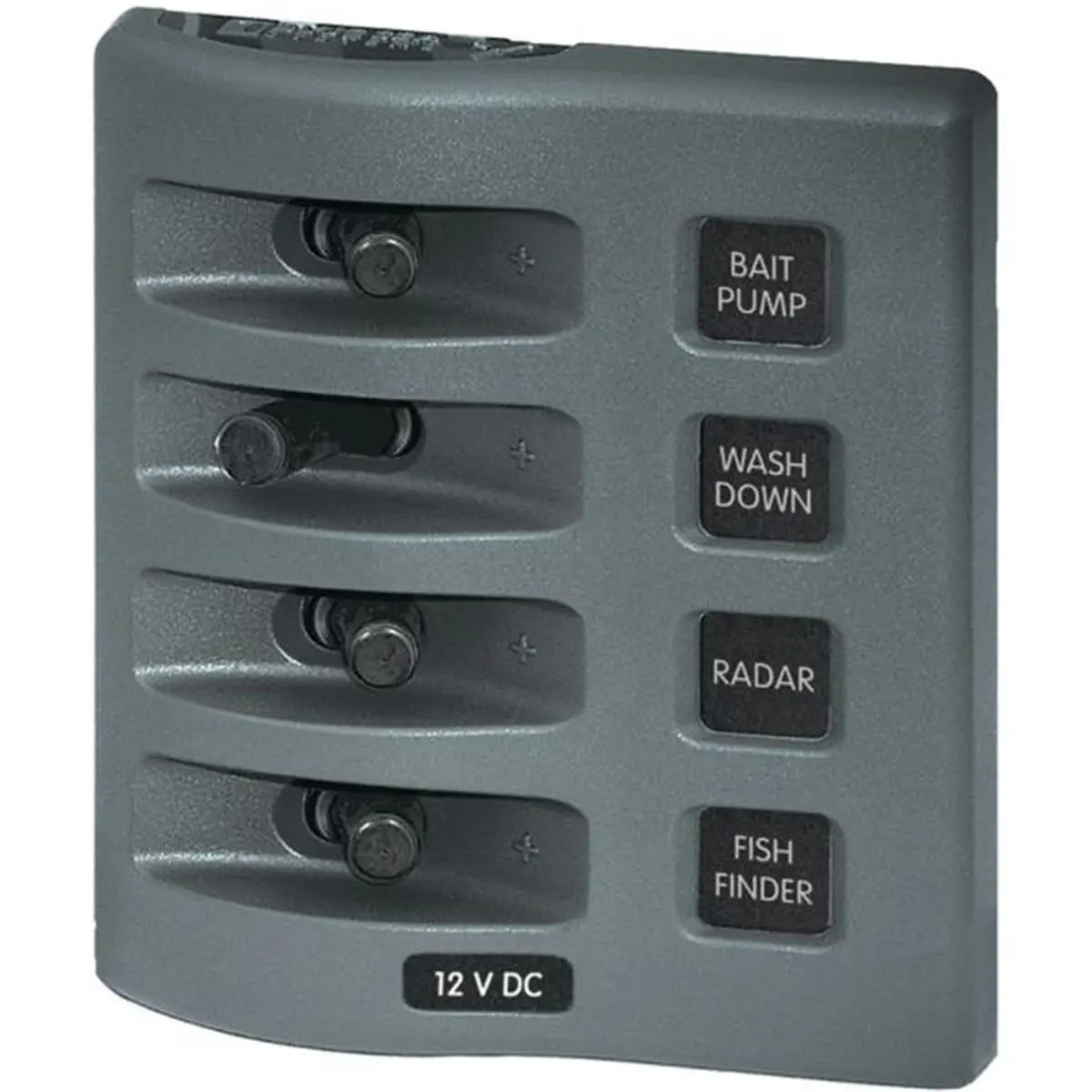 Blue Sea 4305 WeatherDeck® 4-Position Waterproof Light Switch Panel, 12V/24V DC, Reinforced Polycarbonate with Switch Guards, Outdoor, 15A @ 12V Dc, 4305 Upc: 632085043056, Multi-Position, Ip67 Rated, 45A Cumulative, Water Sports