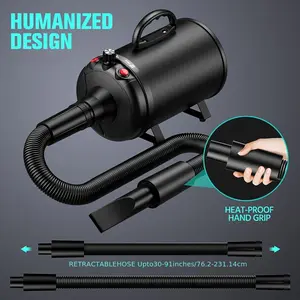 5.2HP/3800W Professional Pet Dryer - Adjustable Speed and Temperature Control, 3 Nozzle Attachments, Handle Protection, Increased Base Stability, and Easy to Use for Efficient Pet Grooming and Drying