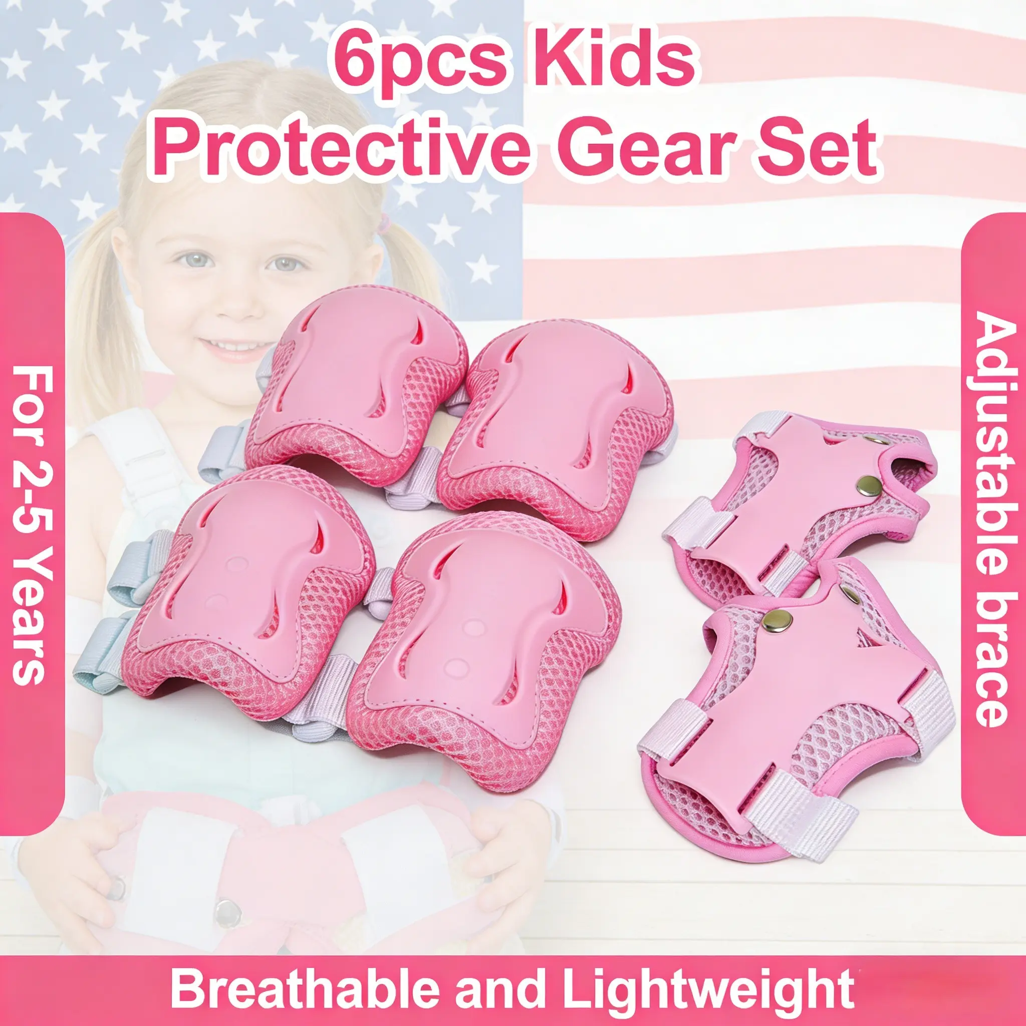6-in-1 CPSIA Certified Kids Anti-Injury Foam-Based Heat-Wicking Pad Gear Set (Ages 2-5) - Elbow Protectors, Knee Pads, Wrist Guards for Skateboarding, Cycling, Anti-Injury Protective Gear, Elbow Protective Gear
