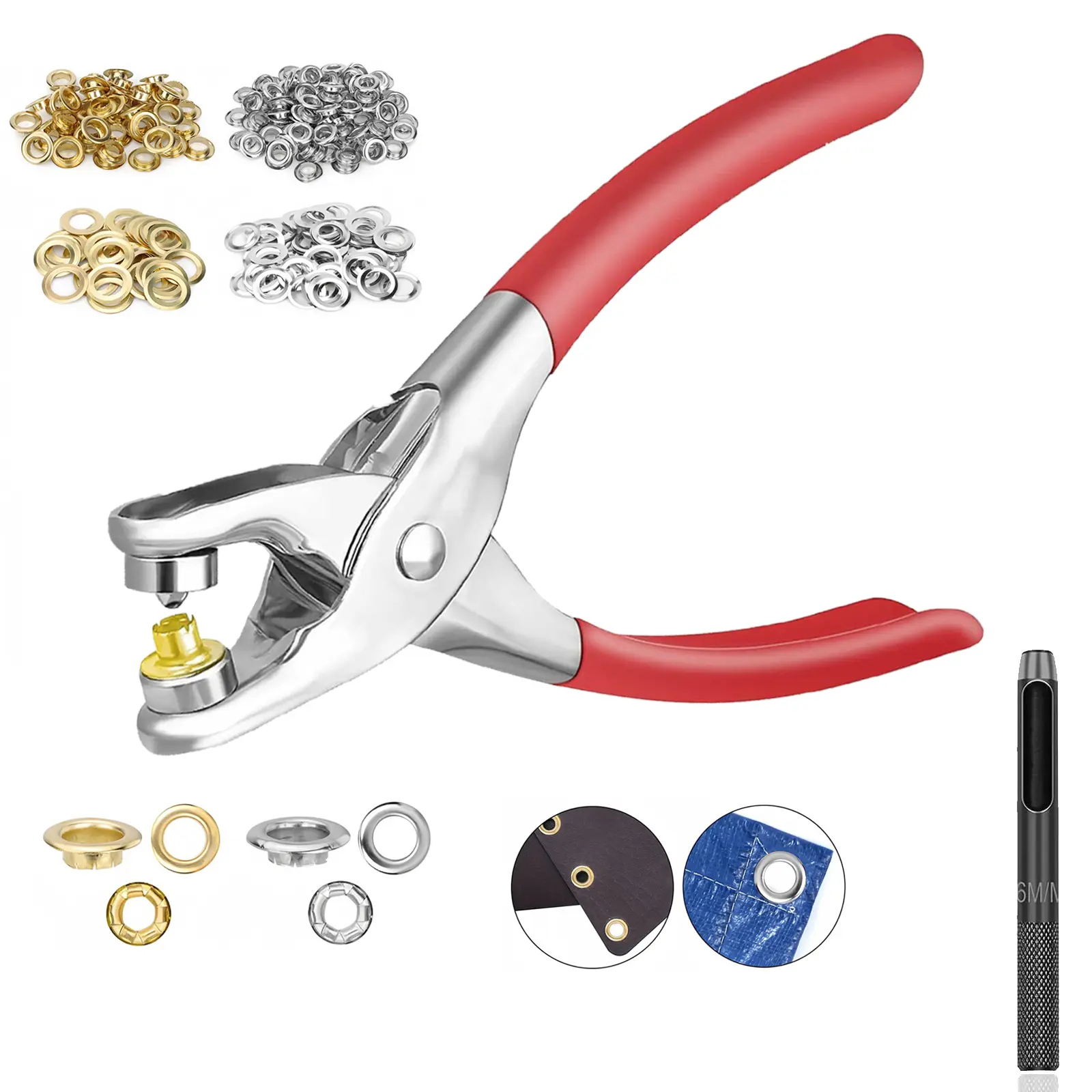 803Pcs Grommet Eyelet Pliers Kit, 1/4" 6mm Metal Eyelets & Washers for Leather Belts Shoes & Crafts, Sewing Tools