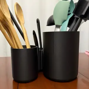 Three Tier Utensil Holder - Black Color, Ideal for Organizing Kitchen Utensils, Durable and Space-Saving Design