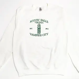Mystic Falls Vampire City Vampire Diaries Embroidered Crewneck