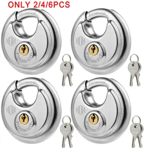 Hox Keyed Disc Padlock, Stainless Steel Keyed-Alike Padlocks, Locks, Waterproof Outdoor Lock, Heavy Duty, 3/8 Inch Shackle, 2-3/4 Inch Wide Body