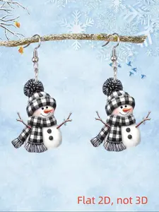 Charming Snowman Acrylic Dangle Earrings with Stainless Steel Posts, Cute Cartoon Style, Festive, Perfect for Christmas & Daily Wear Thoughtful Gift Idea
