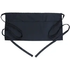 Waist Apron with 3 Pockets - Black Short Apron for Waitress Waiter Server