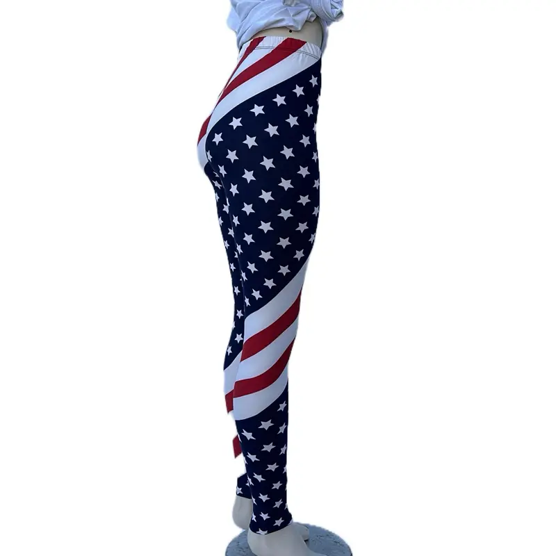 One Size USA Flag Patriotic 4th of July Leggings