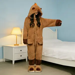 Adult Capybara Onesie Pajamas, Cartoon Animal Sleepwear, Gladiator Costume, Halloween Cosplay, Warm All-In-One Jumpsuit