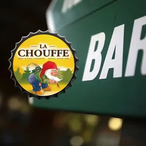 Vintage Beer Bottle Cap Metal Wall Art - 13.8" Round Tin Sign with Black Frame, Perfect for Bar, Pub, or Cafe Decor, Perfect for Room Decor