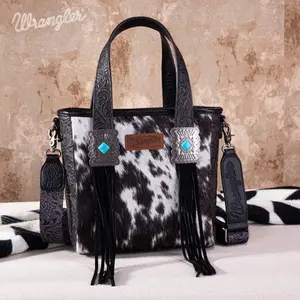 Wrangler Cowhide Top-Handle Tote Bag Western Tooling Handbag With Turquoise Stone Concho-Fall Fashion