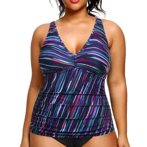 Yonique Women's Plus Size Modest Tankini Swimsuit Top - Tummy Control, V-Neck, Clothing (Top Only, No Bottom)  SwimWeek  summervibes
