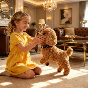 Interactive Plush Puppy Toy - Polypropylene Material, Realistic Appearance, Walks, Barks, Wags Tail, Ideal for Daily Play