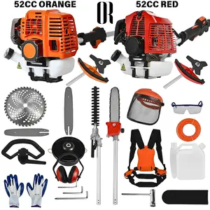 BLUELANS 5 in 1 Lawn Mower, 52CC Gas Weed Trimmer, Cordless Hedge Trimmer, 2-Stroke Brush Cutter, multi color Handheld Chainsaw Hedge Pruner