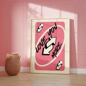 Love You More Uno Reverse, Color Retro Wall Art Printable, Playing Card Wall Art, Girly Wall Art Valentine's Day Preppy Wall Decor Trendy Poster 2