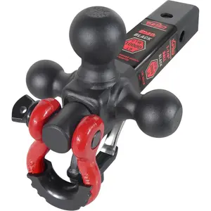 Shackle Ball Hitch Mount w/Matte Black Triple Tow Ball, 2-in Shank, Multi Fit for 2 inch Trailer Hitch Receiver Box...