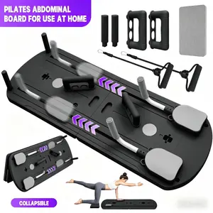 2026 8-in-1 Foldable Pink Pilates Reformer Set - Multifunctional Sliding Board & Space-Saving Mat for Core & Full-Body Home Workouts, Perfect for Pilates Enthusiasts & Beginners