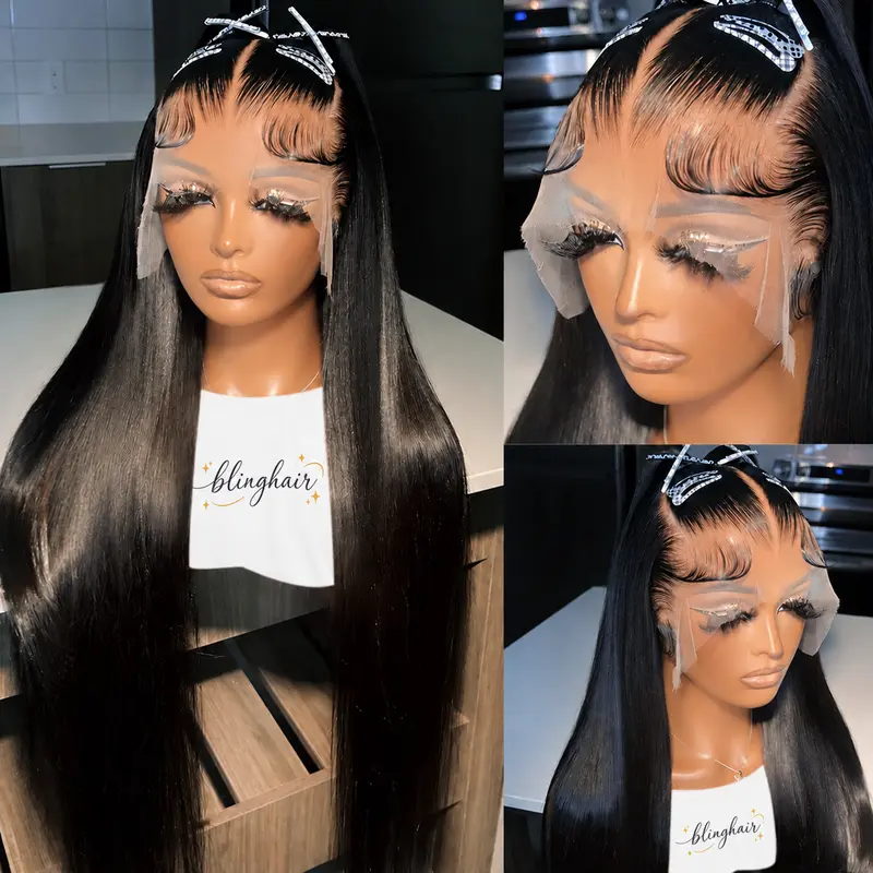Bling Hair 13x4 13x6 Lace Frontal Bone Straight Wigs Brazilian Human Hair Wigs On Sales Pre Plucked Hd Transparent Human Hair For Woman 4x4 Lace Closure Cheap Wigs 30 28 Inch 180% Density #tiktokshopstockup #SoHoChic