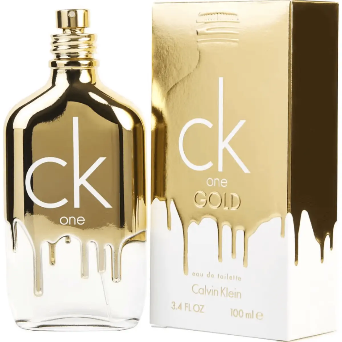 Calvin Klein CK 1 Gold Unisex Fruity Fragrance Eau de Toilette - Fig, Guaiac Wood & Patchouli Notes, Memorable Finish, 3.4 oz