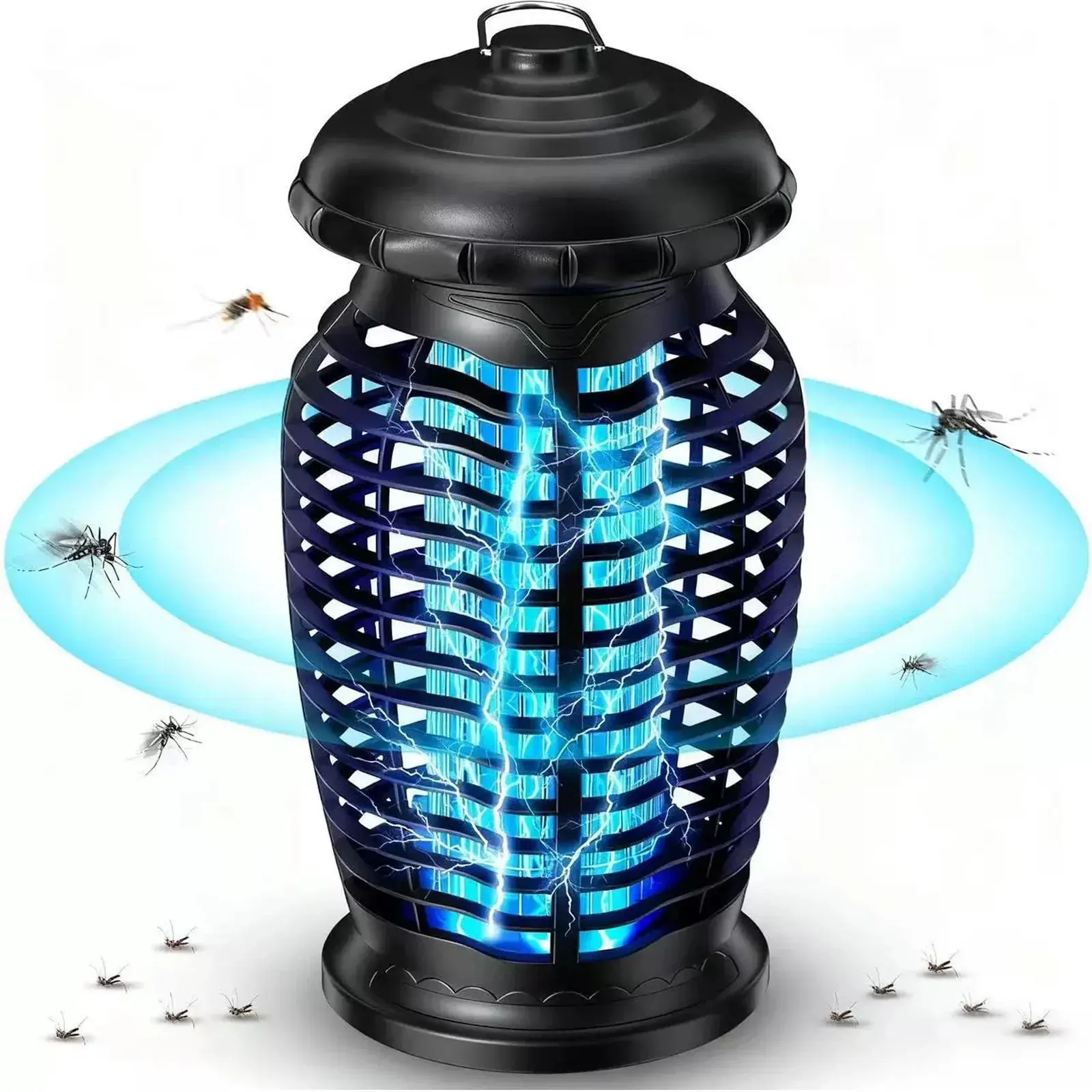 Polypropylene Electric Bug Zapper with Bright LED Light - IPX4 Rated, Silent Mode, 1.5-Acre Coverage, Durable Black Indoor/Outdoor Pest Control Lamp for Home, Garden summerwins,summerwins