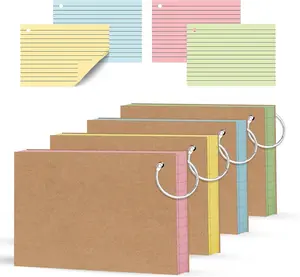 200 Count Colored Index Cards 3x5 Inch Flashcards with Ring 4 Color Heavy Weight Lined Ruled Note Cards for Studying Office School and Home Portable Size Binder Ring Design