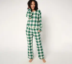 MUK LUKS Brushed Interlock Ruffle Cuff Pajama Set