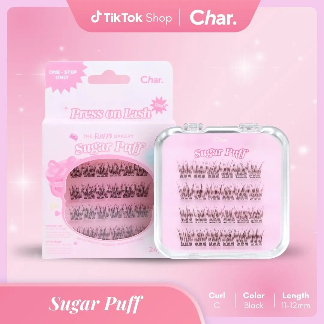 Sugar Puff Fluffy Soft False Eyelashes - Pre-Glued, Gentle, Light Natural Subtle, C-Curl 11-12mm, Curl & Length Enhancement