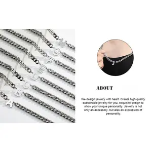Initial A-Z Cuban Link Chain Necklace for Men Women Stainless Steel Letter Pendant Chain 6.5mm Width 18+2 Inches Jewelry Gift for Men daily Cross Pendant with Rotatable Crown Style Hip Hop Chain Set Large Water Drop Choker