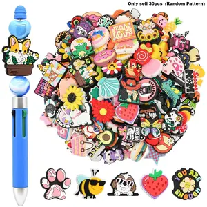 30pcs Silicone Focal Beads for Beadable Pens, Cute Random Pattern Pen Beads, DIY Beaded Pens, Keychains, Bracelets, Lanyard Jewelry Making