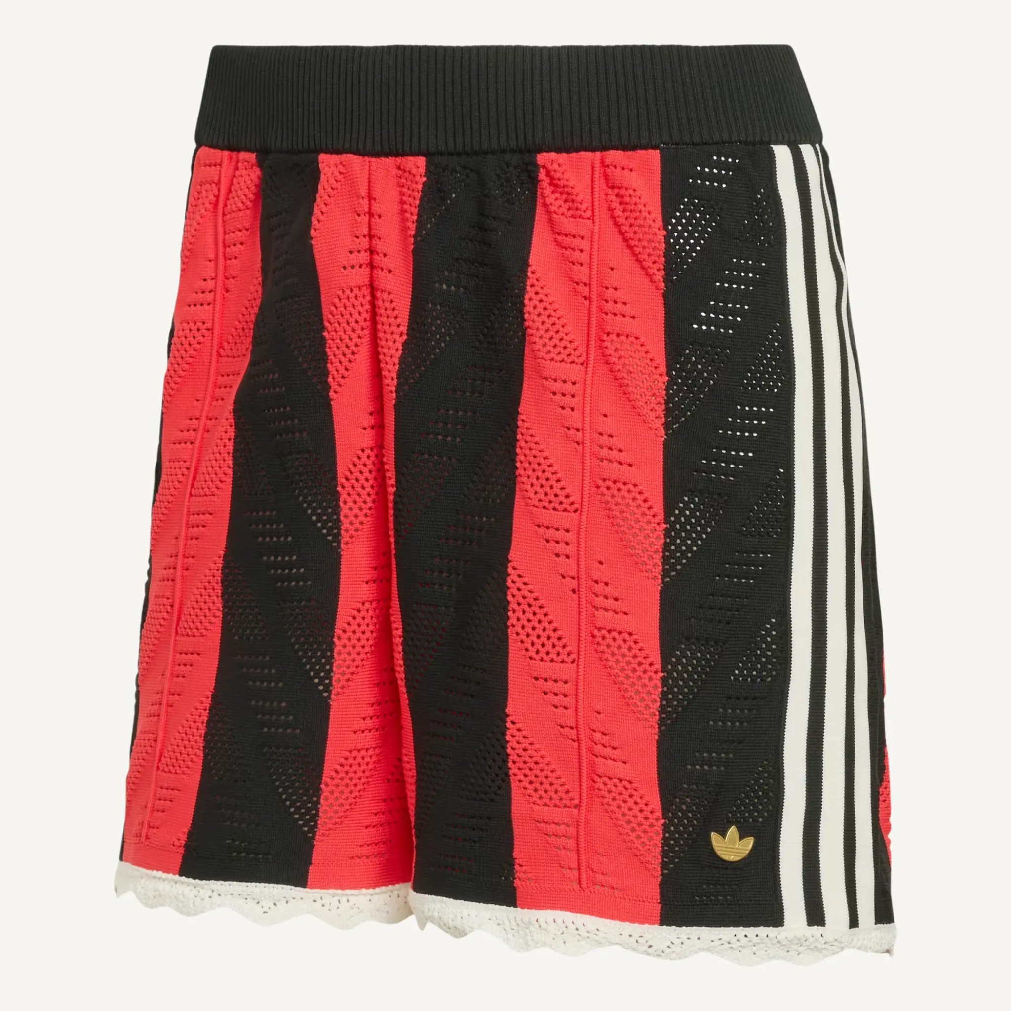 Women's Female Adidas Originals Black-Red Firebird Loose Sports Shorts, Style KE0073, Fitted Tees