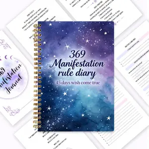 369 Manifestation Journal, 45-Day Wish Fulfillment Plan, Starry Sky & Cosmic Cover Design, Spiral Binding for Easy Page Turning, Daily 3-6-9 Affirmation Practice, Gratitude and Mindfulness Journaling, Law of Attraction Practice Handbook, Spiritual Growth