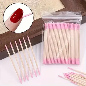 100 Pack Cotton Swabs with Precision Tips, Unscented Gentle Cleansing Nail Cleaning Tool for Manicure and Pedicure, Hygiene Packaging