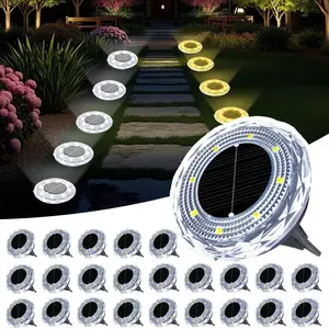 JNOEC Solar Lights Outdoor Waterproof, 24/16/8 Pack Solar In-Ground Lights 8 LED IP68, Garden Decor for Outside, Outdoor Solar Lights for Garden, Solar Lights for Patio Outdoor, Solar Buried Lights High Brightness for Pathways Sidewalks Lanes Courtyard