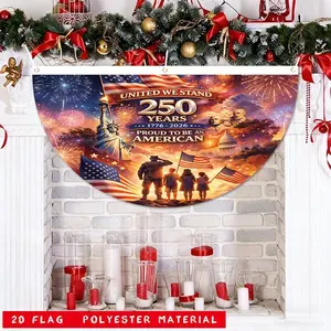 1pc USA 250th Anniversary Semicircular Flag Banner, 100% Polyester No Power Required, Patriotic Backdrop for July 4th Parade Event Decor