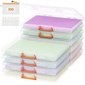 Lifewit Plastic Paper Storage Boxes 6/10/12 Pack A4/Letter Size with Sticker Labels, Latching Lids & Handles for Craft Supplies