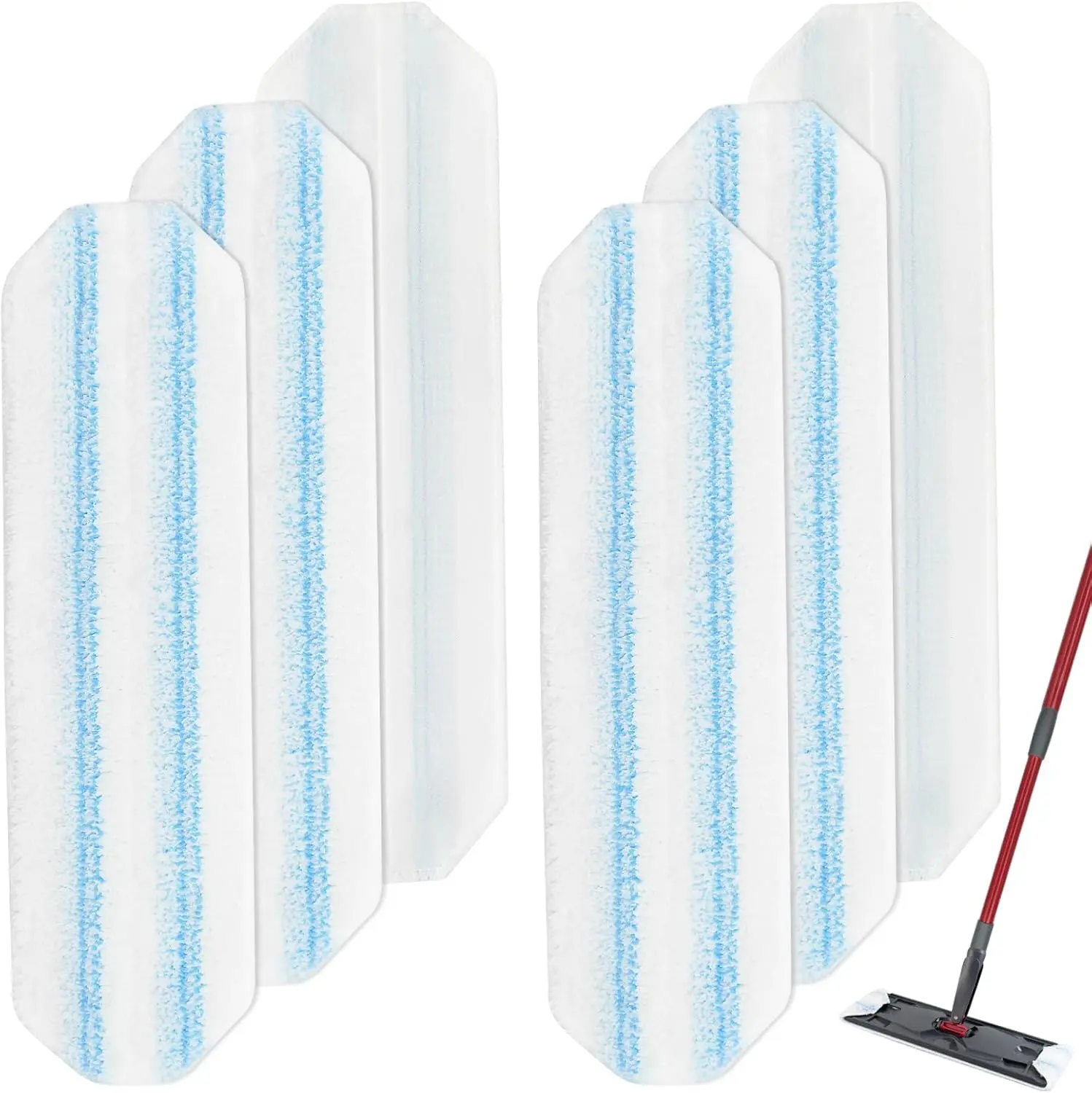 6 Pack Microfiber Replacement Mop Pads for O-Cedar H2Pro Flat Mop System – Washable & Reusable Mop Pad Refills for Wet & Dry Floor Cleaning