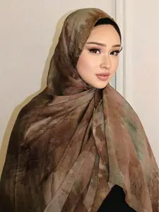Women's Floral Print Long Scarf, Fashionable Breathable Shawl for Daily Wear, Casual Versatile Scarf for Women, Tignon Scarf, Hijabs, Turban Hijab, Polyester Scarf, For Muslim