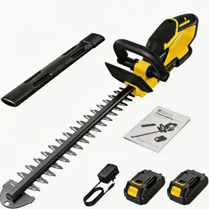 20V Cordless Hedge Trimmer, 22.4 Inch Dual-Action Cut Blade, Lightweight & Portable Electric Hedge Cutter with 2x2.0Ah Batteries & Recharger, for Garden, Lawn, Bushes, Shrubs & Hedges Pruning (Yellow)
