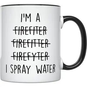YouNique Designs Firefighter Mug, Reusable 11 Oz, Firefighter Gifts for Men & Women, Funny Fireman Cup, Graduation Gag Gift, Black Handle