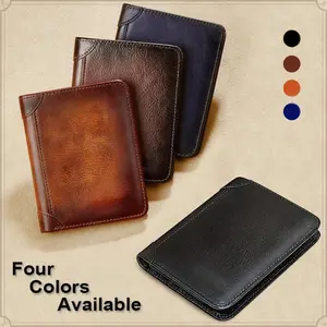 2026 New Genuine Leather Rfid Wallets for Men Vintage Short Multi Function ID Credit Card Holder Money Bag Ideal Gift
