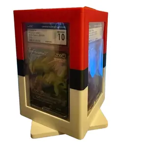 The Slab Stand by The Pulling Guard - Red & White Stripe - Spinning Graded Card Display - Fits CGC, TAG, PSA, AGS - DOES NOT FIT BECKETT