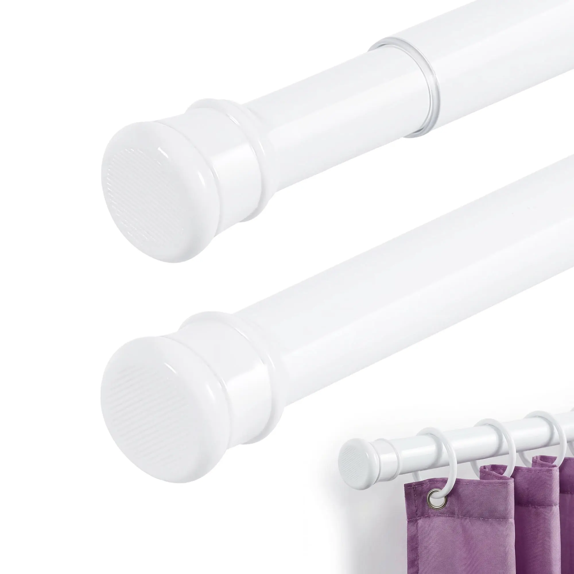 Adjustable No-Drilling Curtain Rod, 41.3-74.8" Extendable Pole for Windows, Kitchen, Closet
